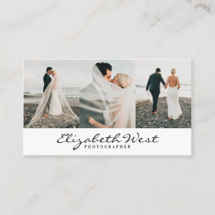 Simple white photography trendy photo calligraphy business card