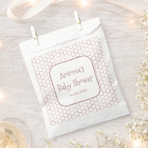 Simple White Pink Beehive Baby Shower Favor Bag