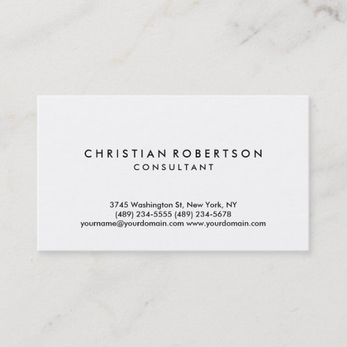 Simple White Plain Modern Consultant Business Card