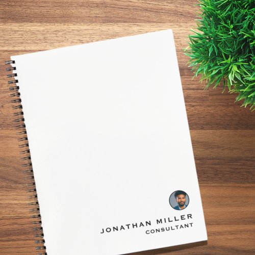 Simple White Professional Bio Photo Notebook