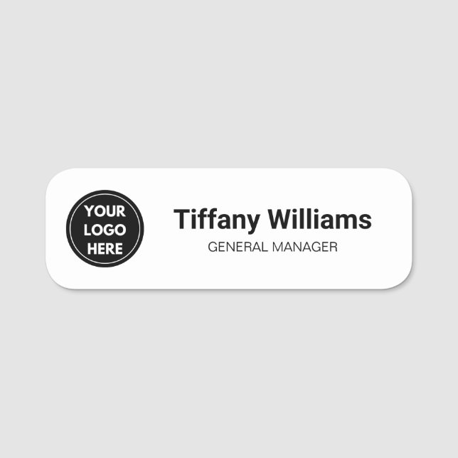 Simple White Professional Custom Logo Name Tag (Front)