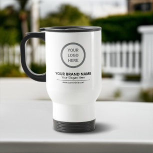 Simple White Professional Custom Logo Promotional Travel Mug
