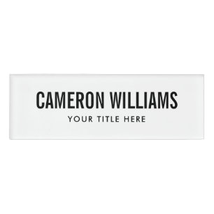 Simple white professional magnetic name tags
