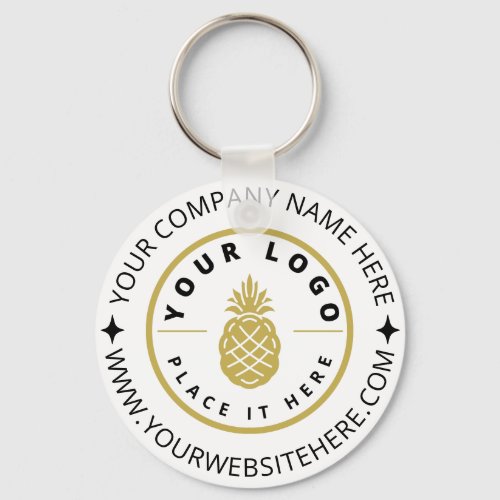 Simple White Promotional Company Name Logo Website Keychain