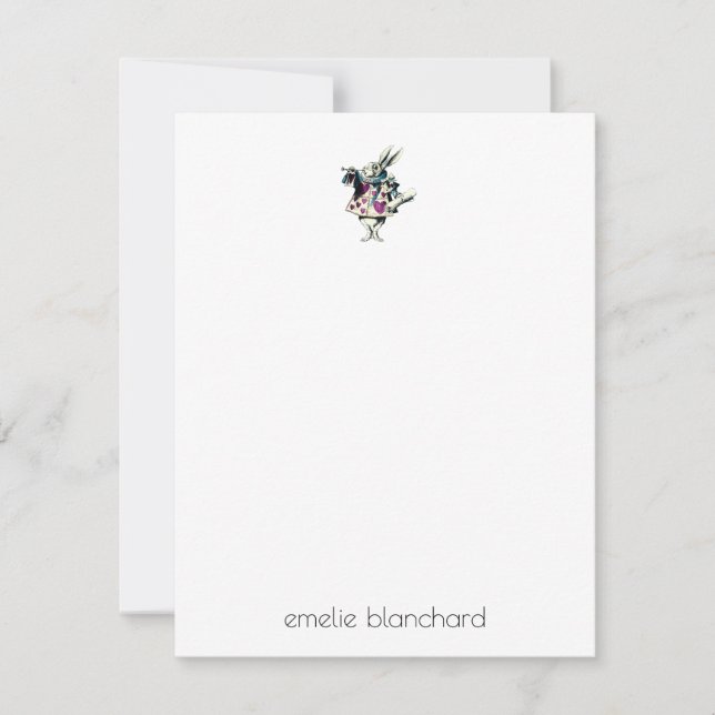 Simple White Rabbit Personalized Note Card (Front)