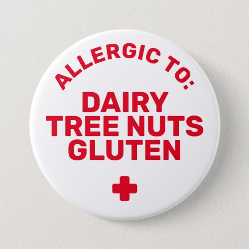 Simple White Red Food Allergy Medical Alert Button