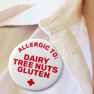 Simple White Red Medical Alert Food Allergy  Button