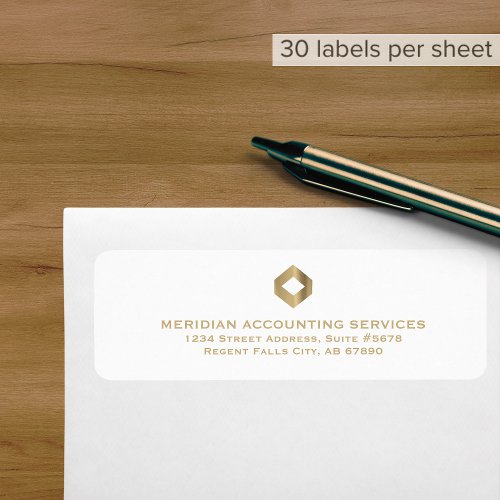 Simple White Return Address Labels with Gold Logo