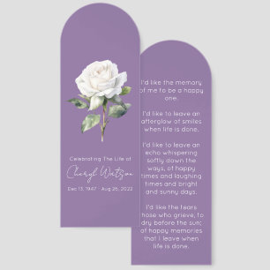 Simple White rose Funeral Memorial Bookmark