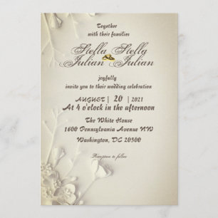 simple white roses invitation