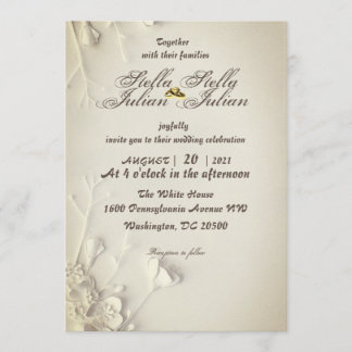 simple white roses invitation