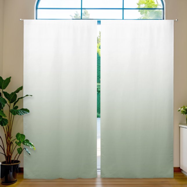 Simple white sage-green ombre blackout curtains (Living Room)