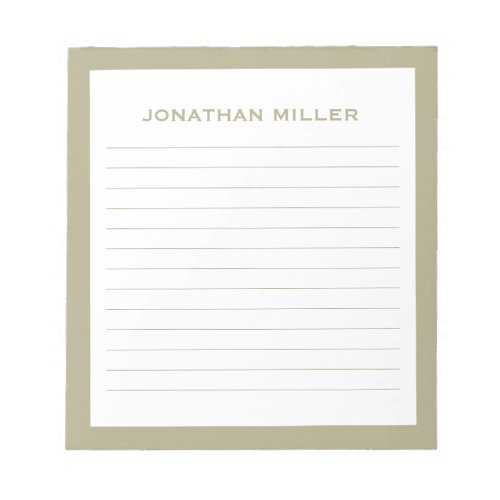 Simple White Sage Green Typographic Name Lined Notepad