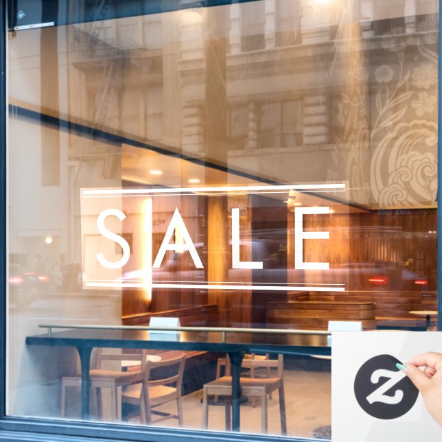 Simple White SALE Store Discount Promo Window Cling (Cafe Window)