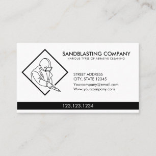 Simple White Sandblasting Power Washer Cleaning Business Card