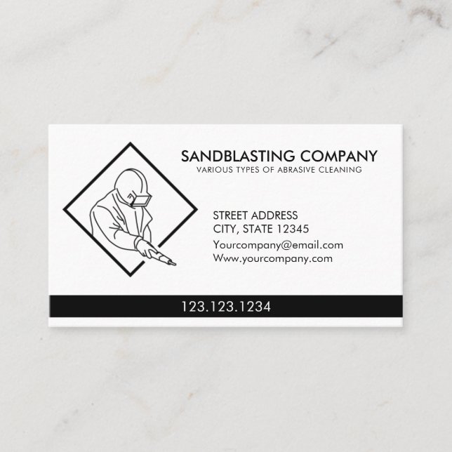 Simple White Sandblasting Power Washer Cleaning Business Card (Front)