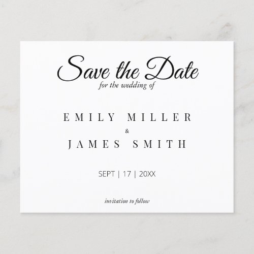 Simple White Save the Date Budget Wedding