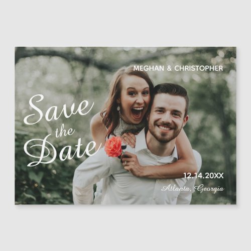 Simple White Save The Date Magnetic Invitation