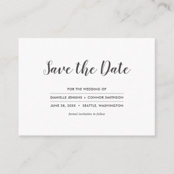 Simple White Save The Date With Wedding Website Enclosure Card by lemontreeweddings at Zazzle