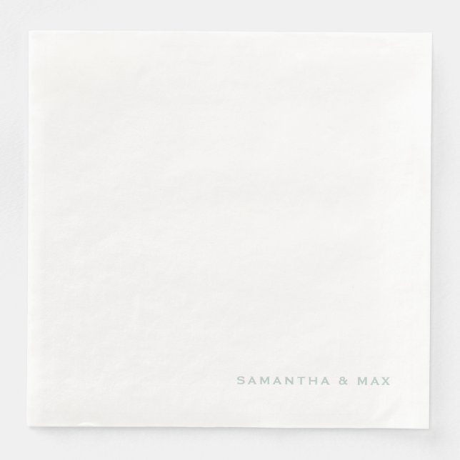 Simple White Seafoam Couple Names Dinner Paper Dinner Napkins (Front)