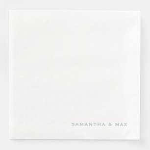 Simple White Seafoam Couple Names Dinner Paper Dinner Napkins