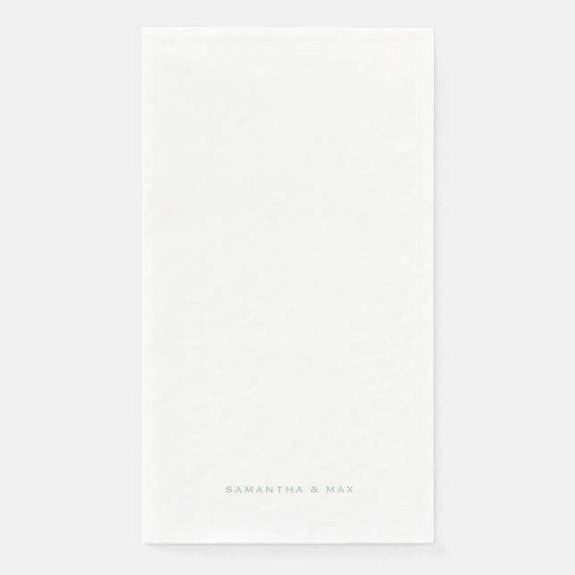 Simple White Seafoam Couple Names Modern Guest Paper Guest Towels (Front)