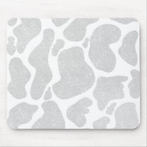 Simple White Silver Large Cow Spots Animal Print Mouse Pad