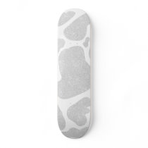 Simple White Silver Large Cow Spots Animal Print Skateboard