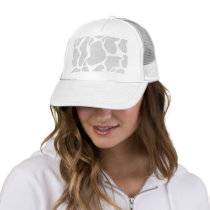Simple White Silver Large Cow Spots Animal Print Trucker Hat