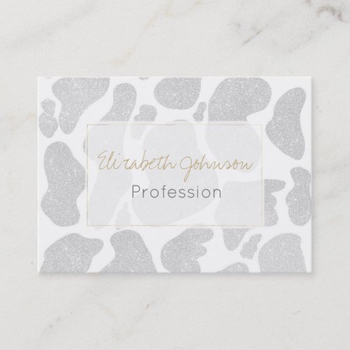 Simple White Silver Large Cow Spots Business Card