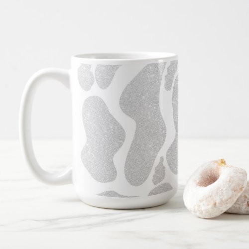 Simple White Silver Large Cow Spots Coffee Mug
