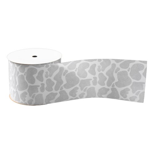 Simple White Silver Large Cow Spots Grosgrain Ribbon