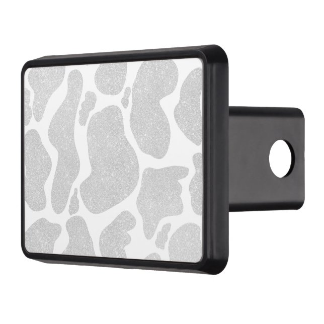 Simple White Silver Large Cow Spots Hitch Cover (Left)