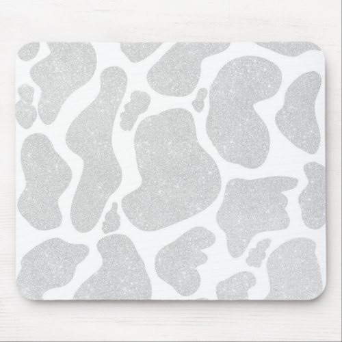 Simple White Silver Large Cow Spots Mouse Pad