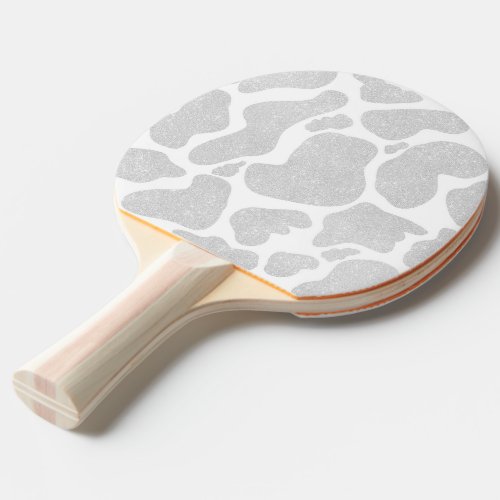 Simple White Silver Large Cow Spots Ping Pong Paddle