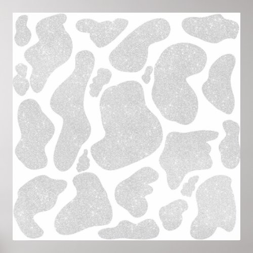 Simple White Silver Large Cow Spots Poster