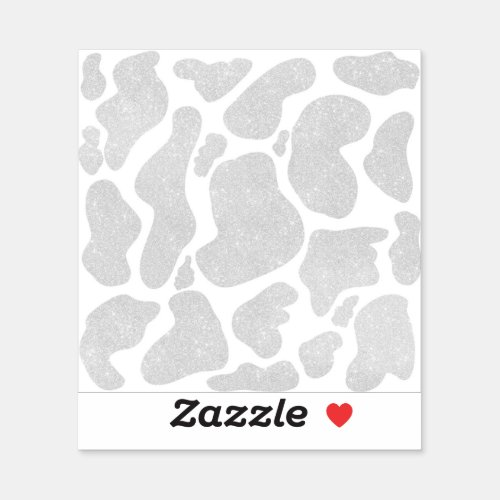 Simple White Silver Large Cow Spots Sticker