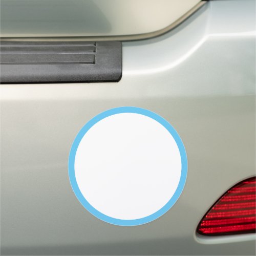 Simple White Sky Blue Border Blank Template Round Car Magnet