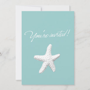 Simple White Starfish Baby Shower Invitation