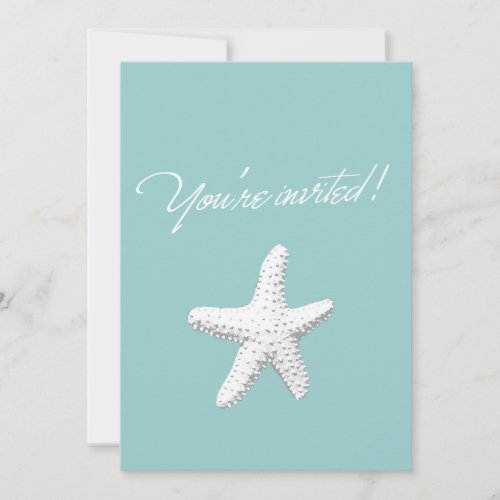 Simple White Starfish Baby Shower Invitation
