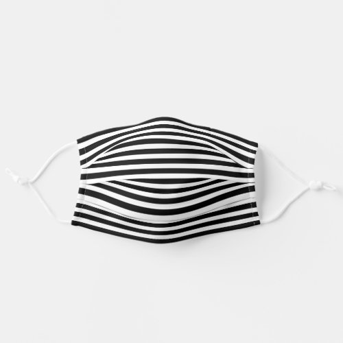 Simple White Striped Pattern On Black Adult Cloth Face Mask