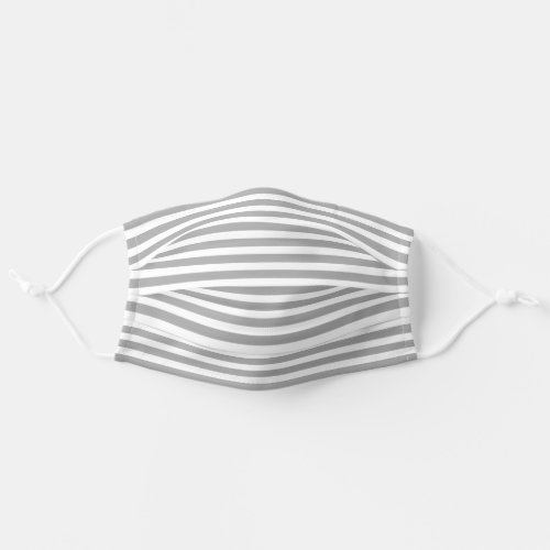 Simple White Striped Pattern On Light Gray Adult Cloth Face Mask