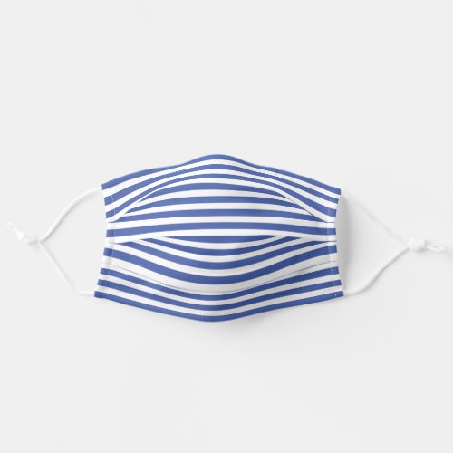 Simple White Striped Pattern On Medium Summer Blue Adult Cloth Face Mask