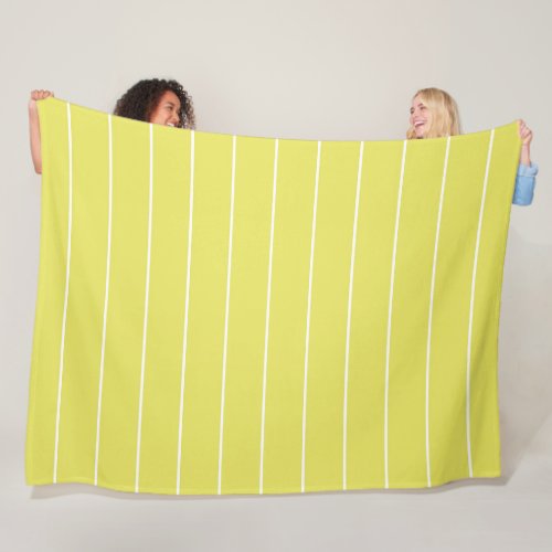 Simple White Stripes on Banana Yellow Background Fleece Blanket