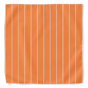 Simple White Stripes on Orange Background Bandana