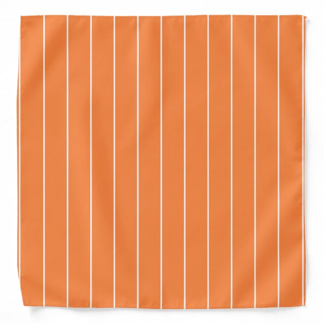 Simple White Stripes on Orange Background Bandana (Front)