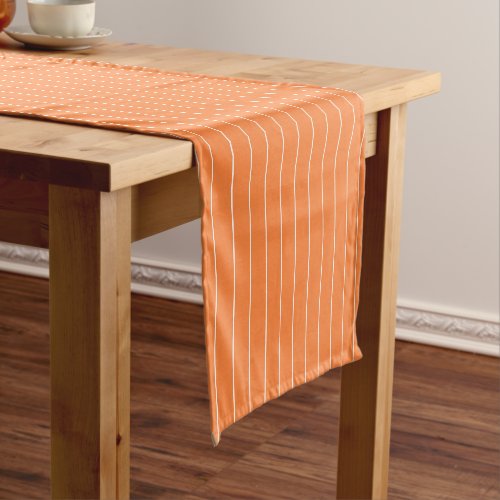 Simple White Stripes on Orange Background Short Table Runner
