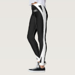 Simple White Stripes With Your Name On Basic Black Leggings at Zazzle