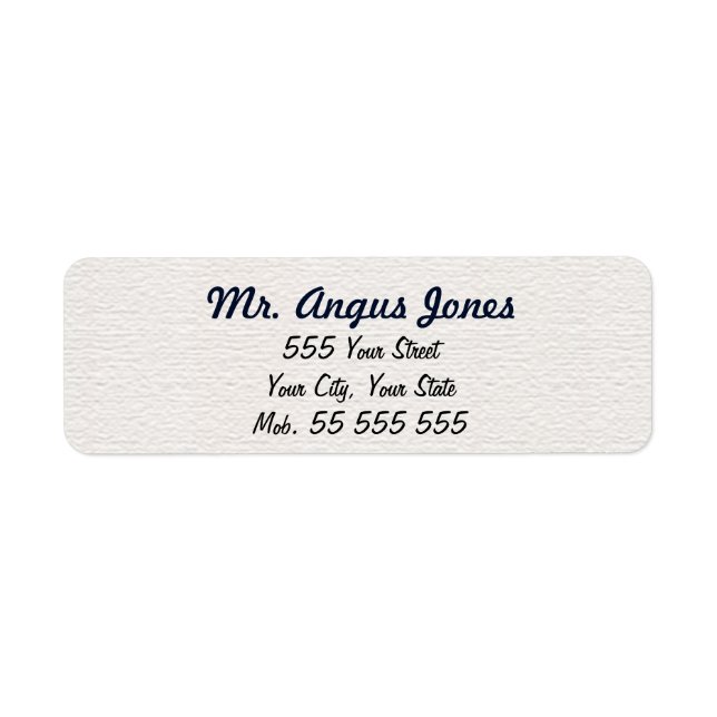 Simple White Structure Blue Name Label (Front)