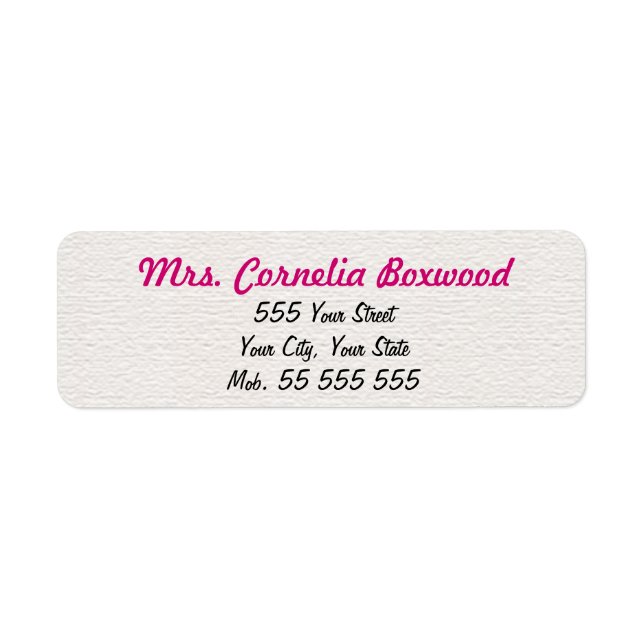 Simple White Structure Pink Name Label (Front)